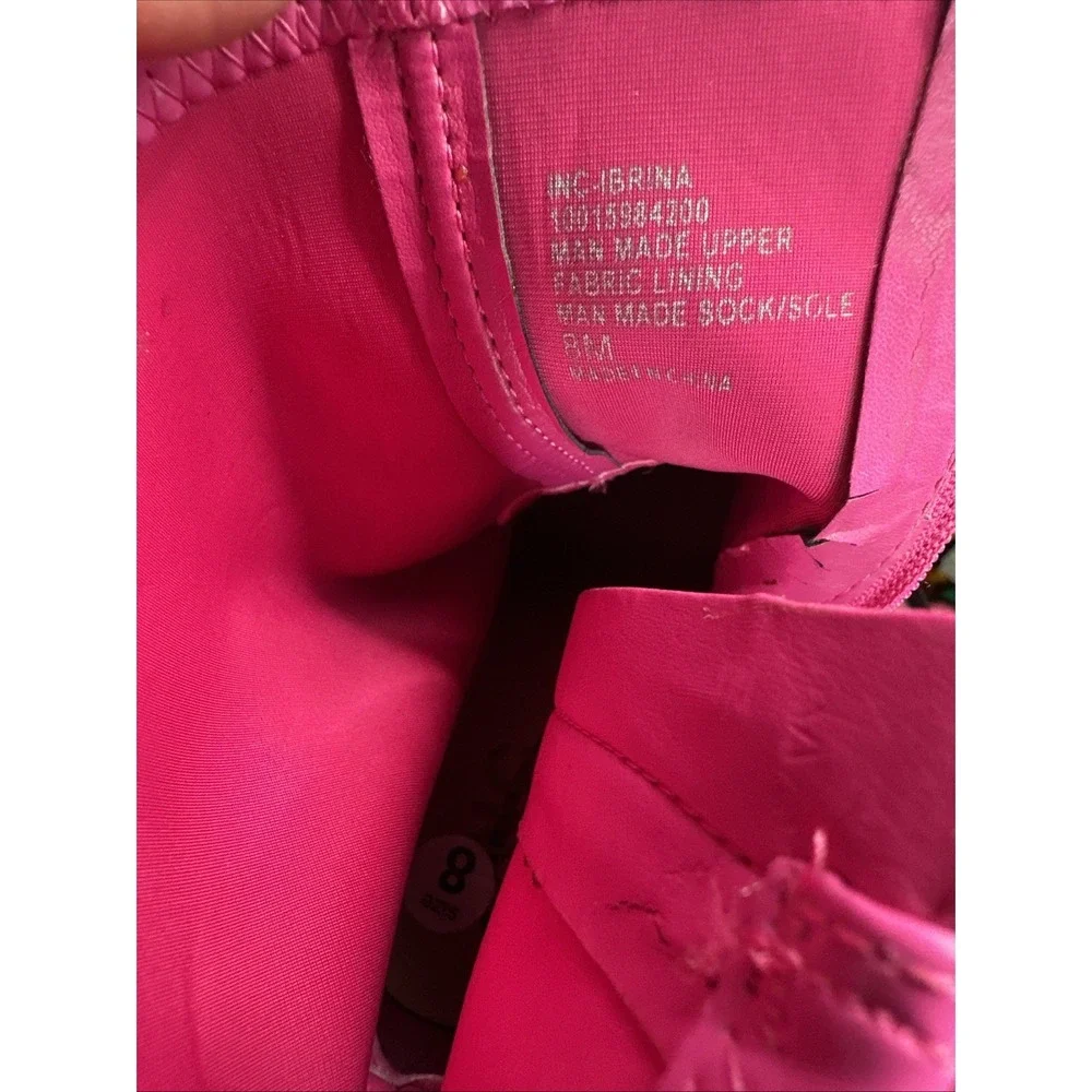 New INC International Concepts Hot Pink Ankle Boots Patent Barbiecore Size 8M